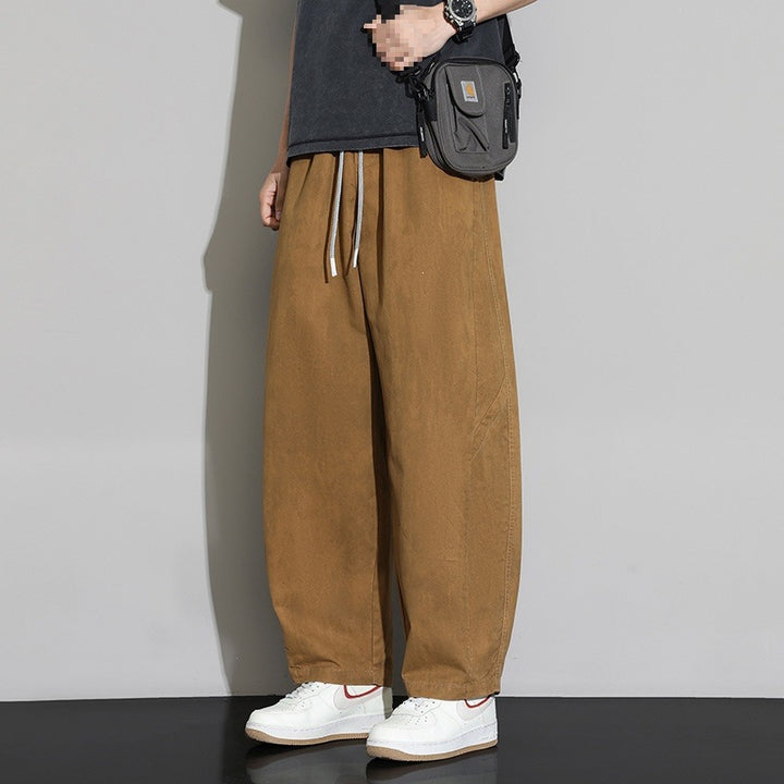 Men's loose casual harem pants with drawstring and elastic hem Mune Fashion