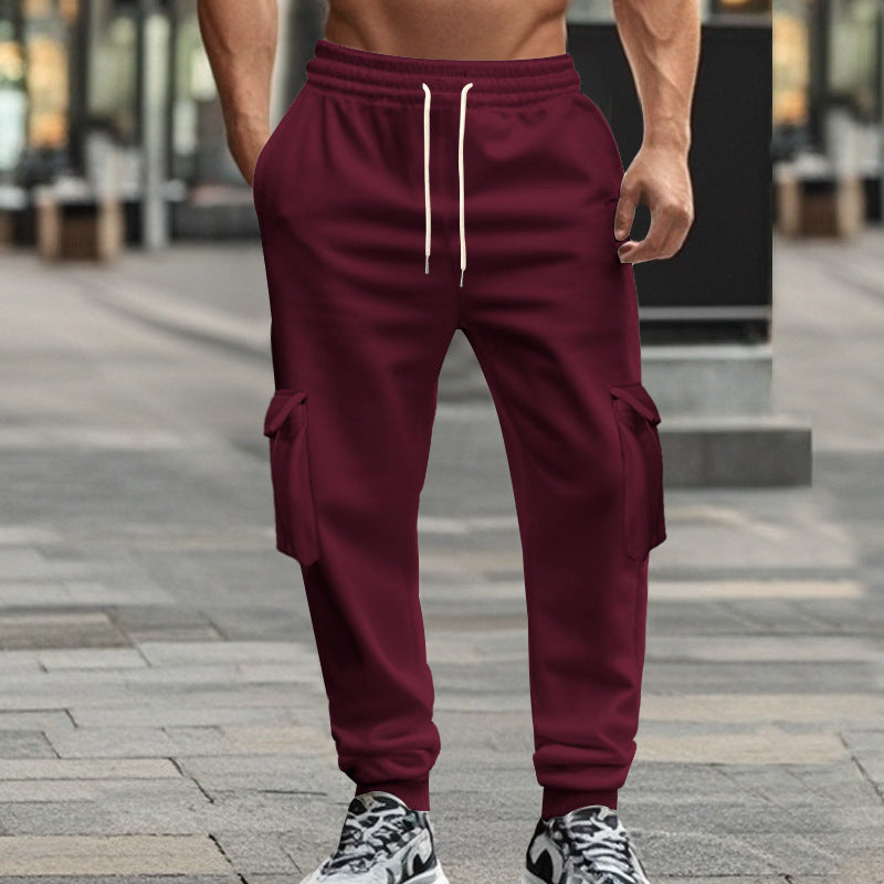 Men's Utility Jogger Pants with Side Flap Pockets, Drawstring Waistband and Tapered Fit Mune Fashion