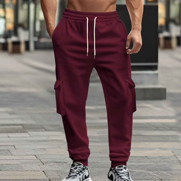 Men's Utility Jogger Pants with Side Flap Pockets, Drawstring Waistband and Tapered Fit Mune Fashion