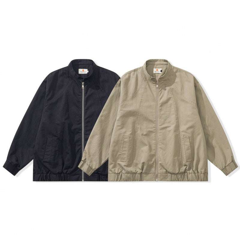 Unisex Boxige lightweight bomber jacket made of cotton blend with stand-up collar, zipper and drawstring hem Mune Fashion