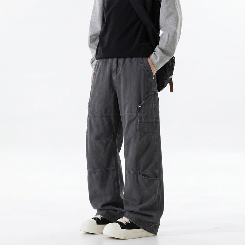 Damen Weite Utility-Cargo-Hose mit elastischem Bund, Multifunktionstaschen und Workwear-Details Mune Fashion