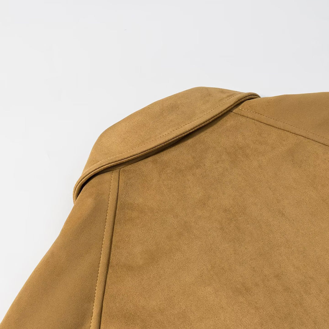 Women's short jacket in suede look with raglan sleeves and elastic hem Mune Fashion