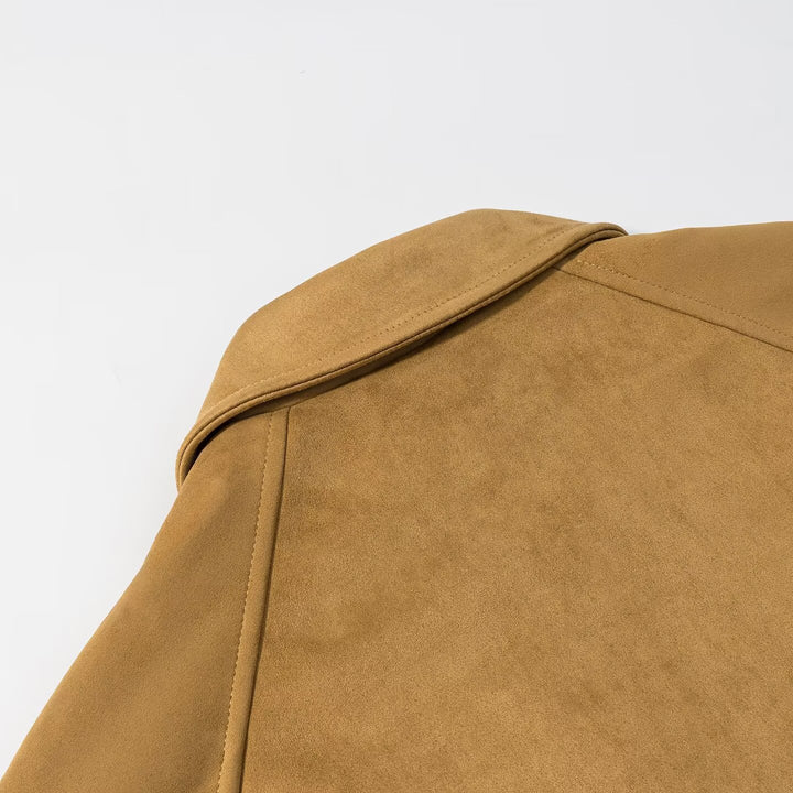 Women's short jacket in suede look with raglan sleeves and elastic hem Mune Fashion