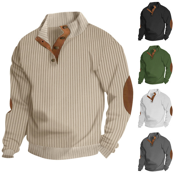 Men's ribbed turtleneck with stand-up collar and contrasting elbow patches Mune Fashion