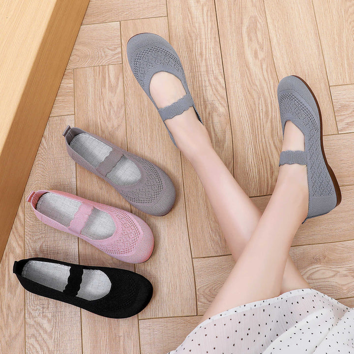 Women's knitted Mary Jane slipper with elastic strap and ergonomic comfort sole Mune Fashion