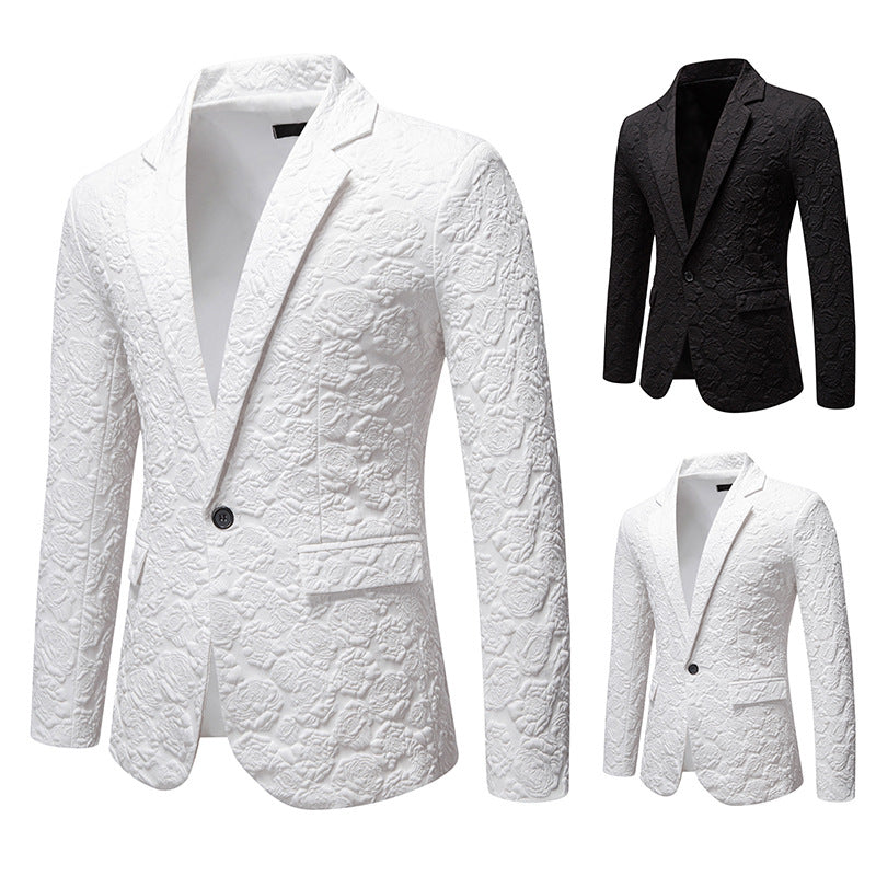 Men's structured business blazer with floral jacquard pattern and slim fit Mune Fashion