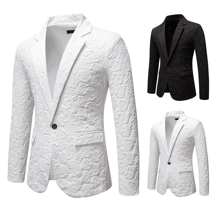 Men's structured business blazer with floral jacquard pattern and slim fit Mune Fashion