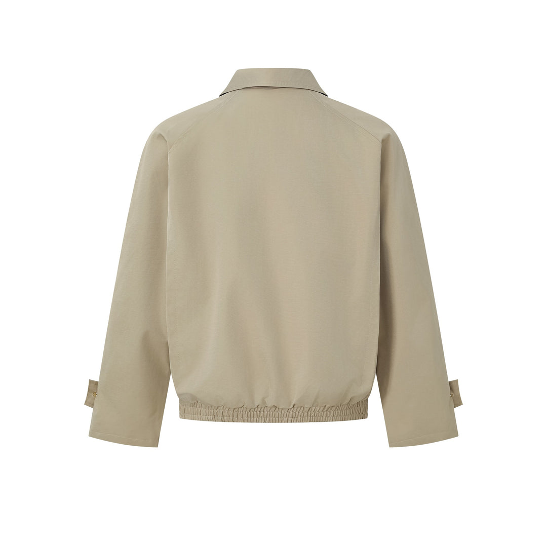 Ladies Short Bomber Jacket in Blouson Cut with Concealed Button Placket and Elastic Hem Mune Fashion