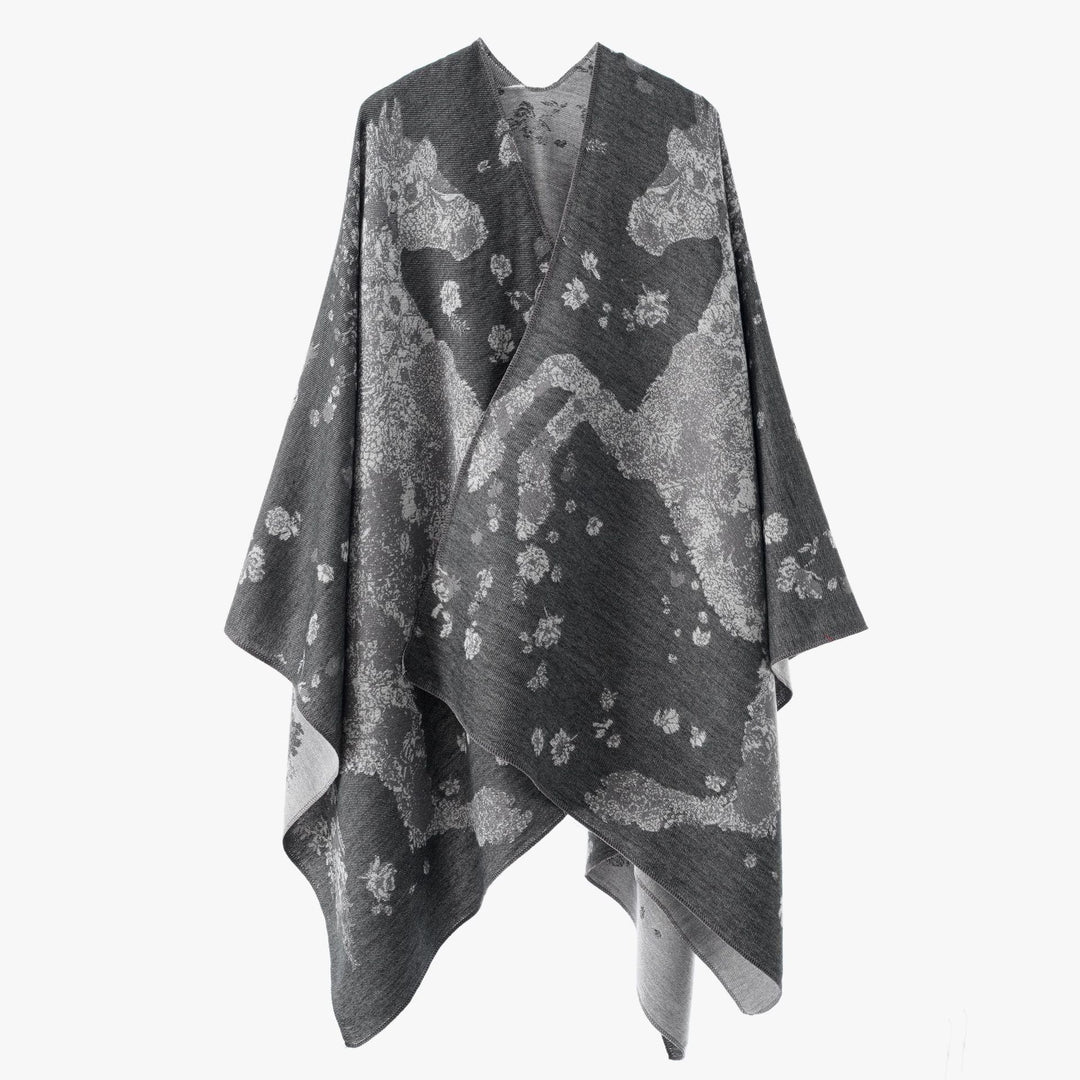Women's oversized wrap poncho in kimono style with fine jacquard fabric Mune Fashion