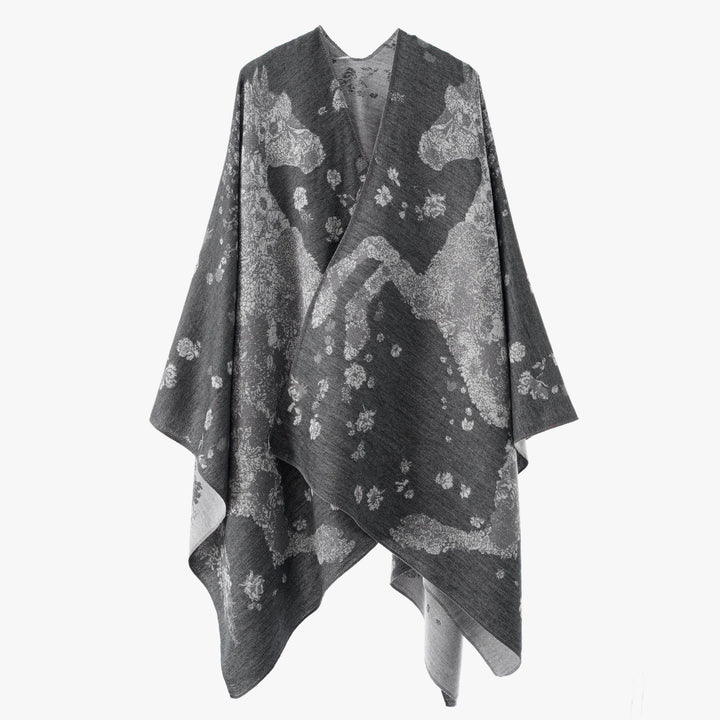 Women's oversized wrap poncho in kimono style with fine jacquard fabric Mune Fashion