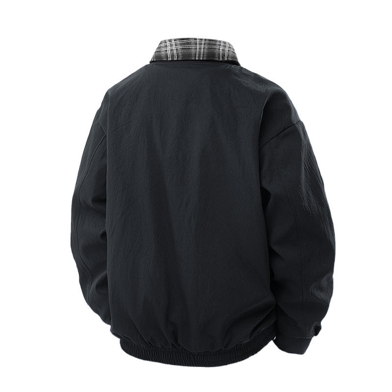 Men's Casual Overshirt Jacket with Checked Lining and Concealed Zipper Mune Fashion