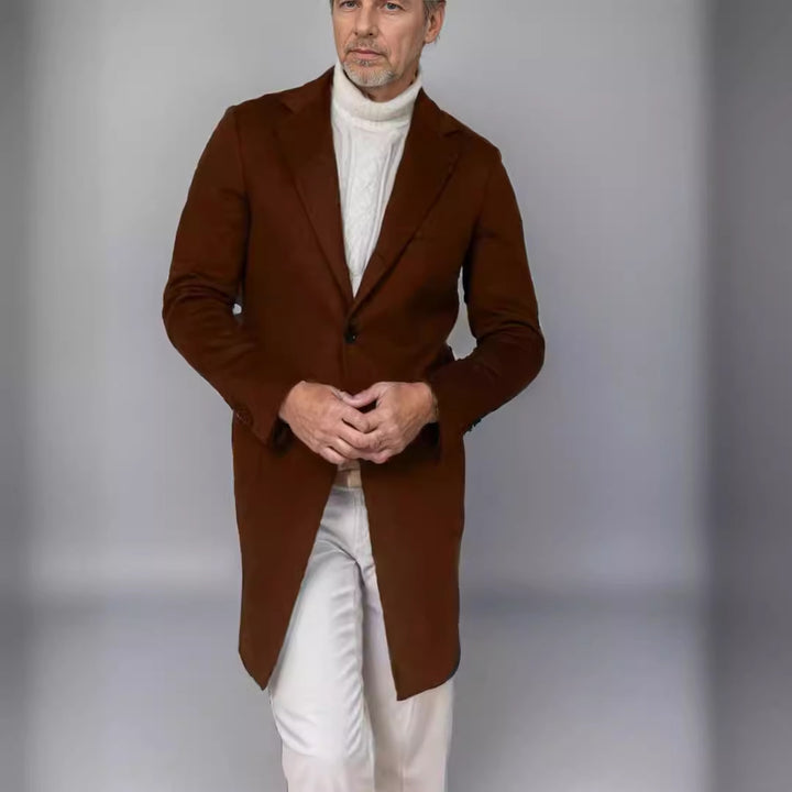 Men's Long Cut Single-Breasted Coat with Slim Silhouette Mune Fashion