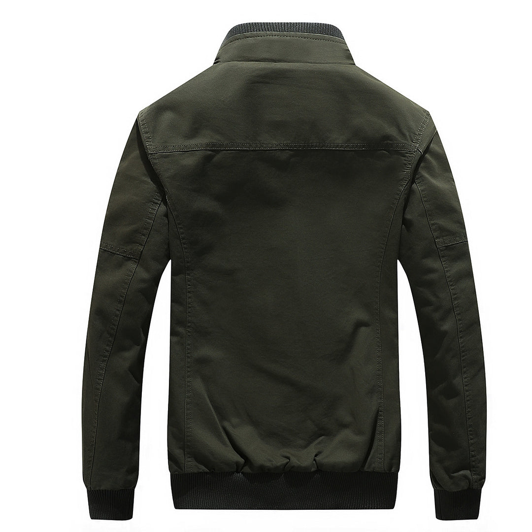 Men's Military-Inspired Canvas Field Jacket with Teddy Lining and Stand Collar Mune Fashion