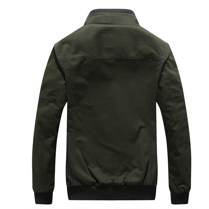 Men's Military-Inspired Canvas Field Jacket with Teddy Lining and Stand Collar Mune Fashion