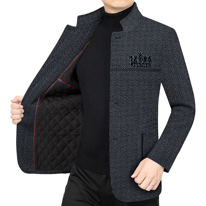 Men's wool coat with teddy lining, stand-up collar and slim silhouette Mune Fashion
