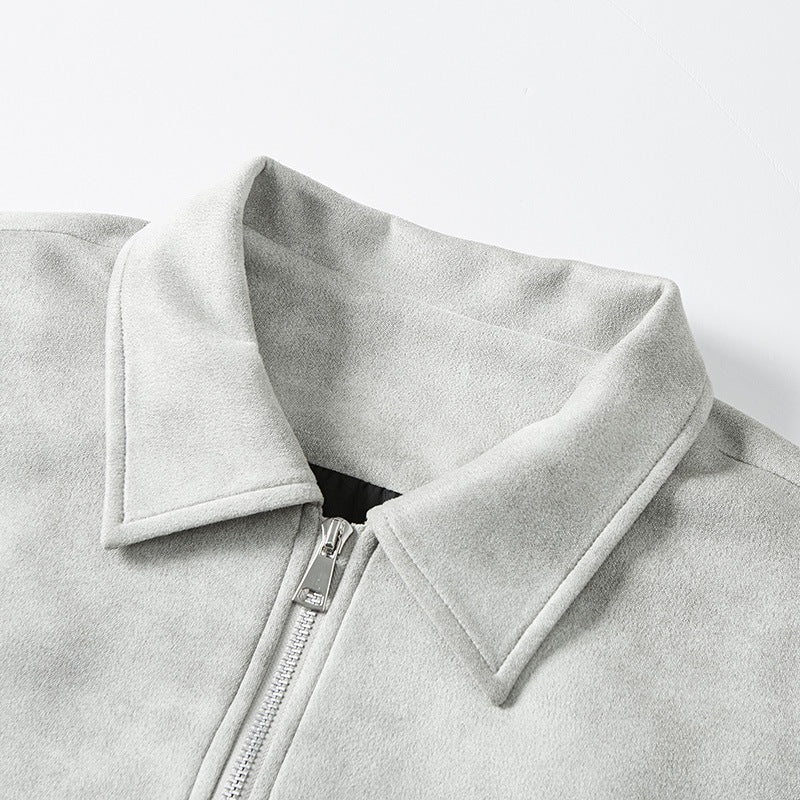 Men's Smart Overshirt-Bomber in Suede-Look with Two-Way Metal Zip Mune Fashion