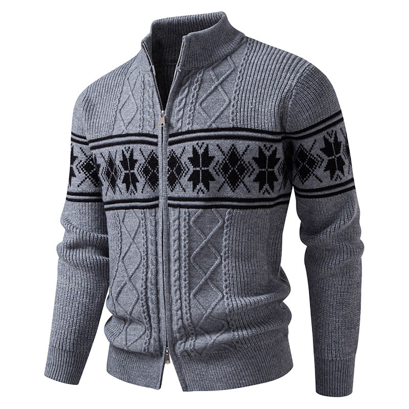 Men's Norwegian cardigan with full zip and high stand-up collar Mune Fashion