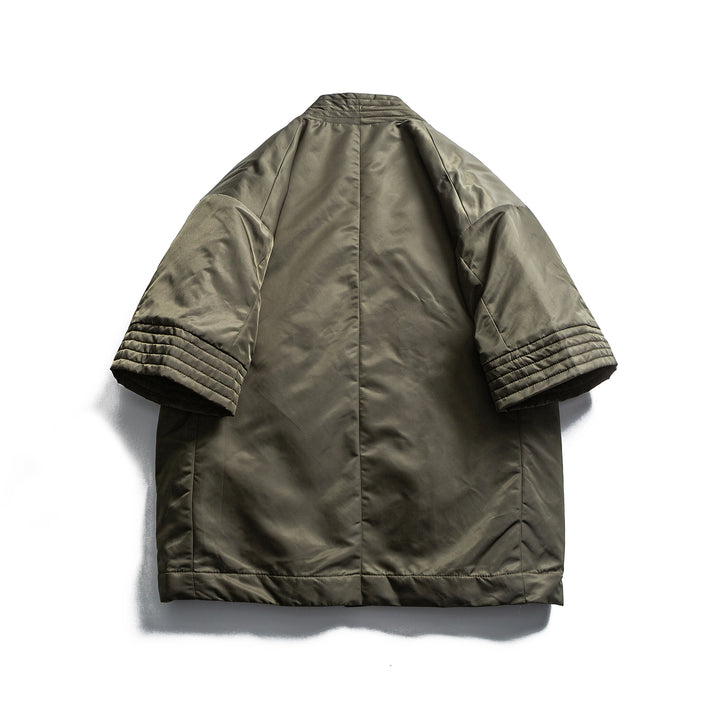 Unisex Padded Kimono Jacket with Short Sleeves and Waist Belt Mune Fashion