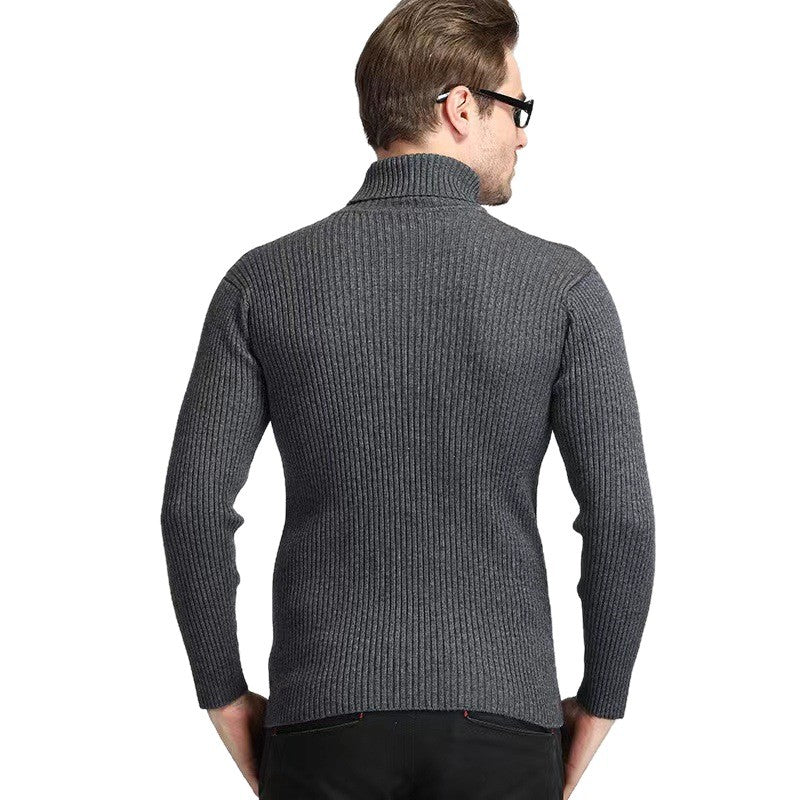 Men's ribbed turtleneck sweater fitted elastic fine knit Mune Fashion