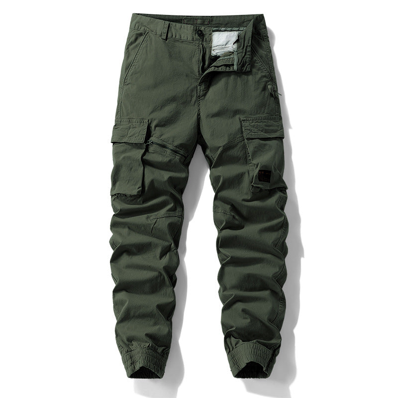 Herren Konisch geschnittene Cargo-Jogginghose mit Mehrfach‑Taschen, Reißverschluss‑Beintasche und elastischem Knöchelabschluss Mune Fashion