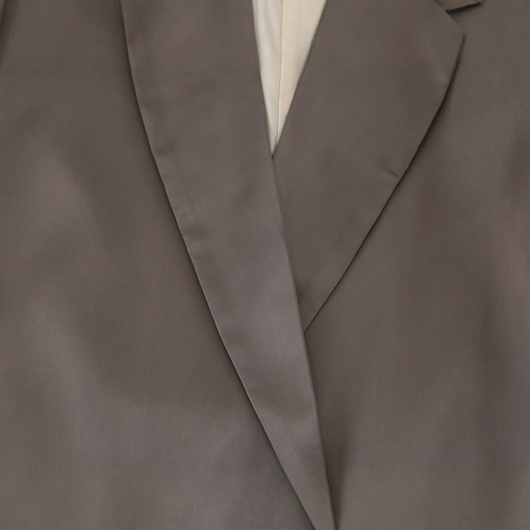 Women's Oversized Double-Breasted Blazer in Satin Faux Leather Look Mune Fashion