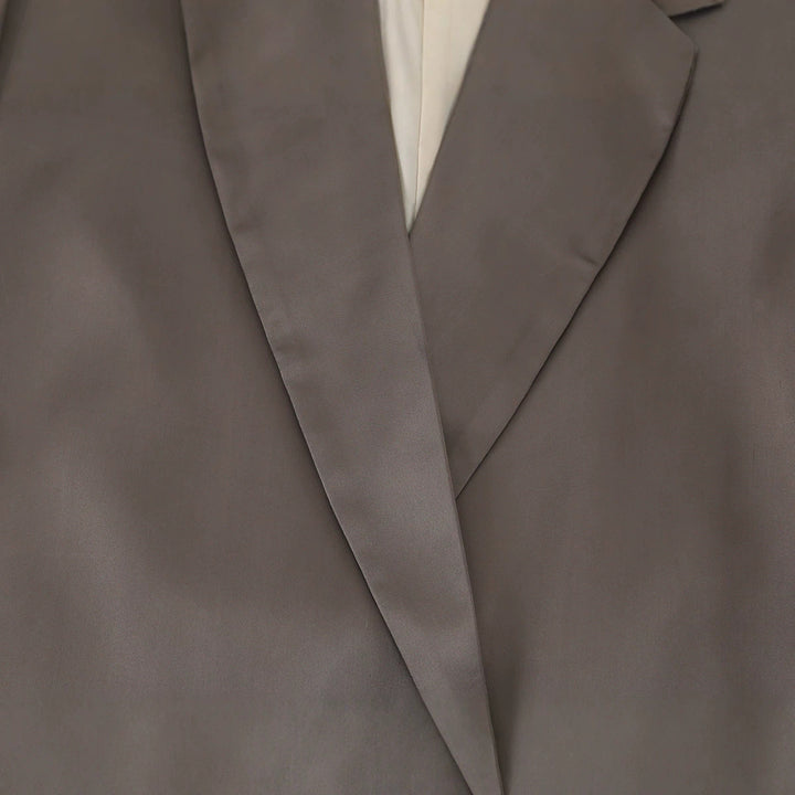 Women's Oversized Double-Breasted Blazer in Satin Faux Leather Look Mune Fashion