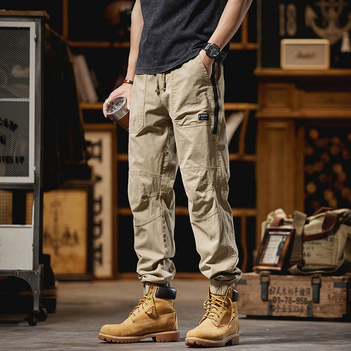 Herren Cargo-Joggerhose mit Knieverstärkungen, Reißverschluss-Seitentasche und Kordelbund Mune Fashion