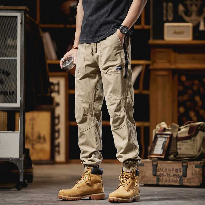 Herren Cargo-Joggerhose mit Knieverstärkungen, Reißverschluss-Seitentasche und Kordelbund Mune Fashion