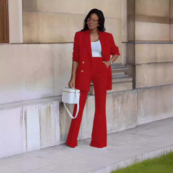Women's Two-Piece Tailoring Set with Oversized Blazer and High-Waist Flared Pants Mune Fashion