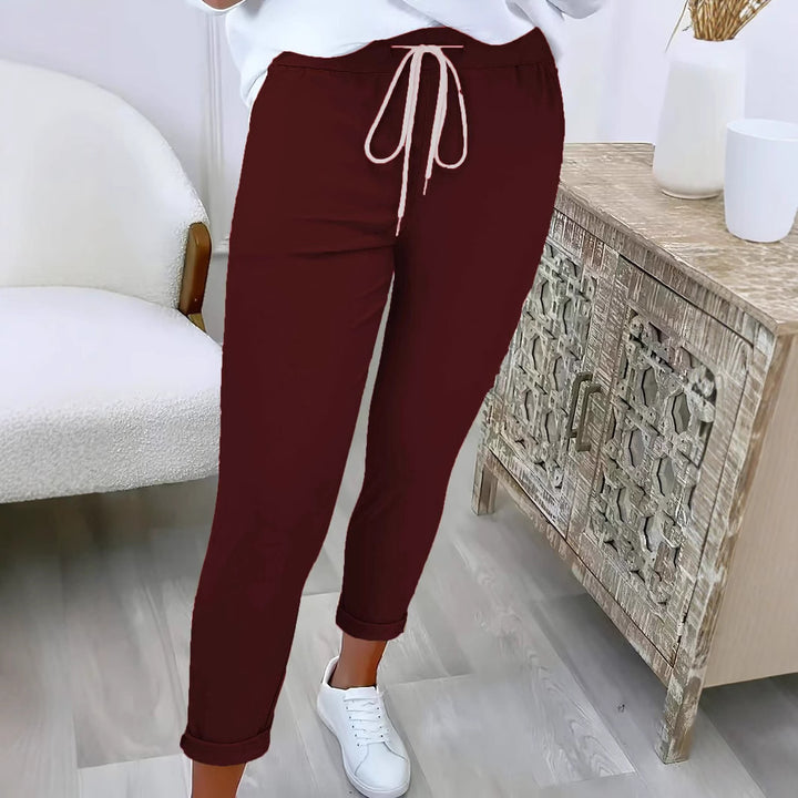 Women's Slim-Fit Jogging Pants with Drawstring and Cuff Mune Fashion