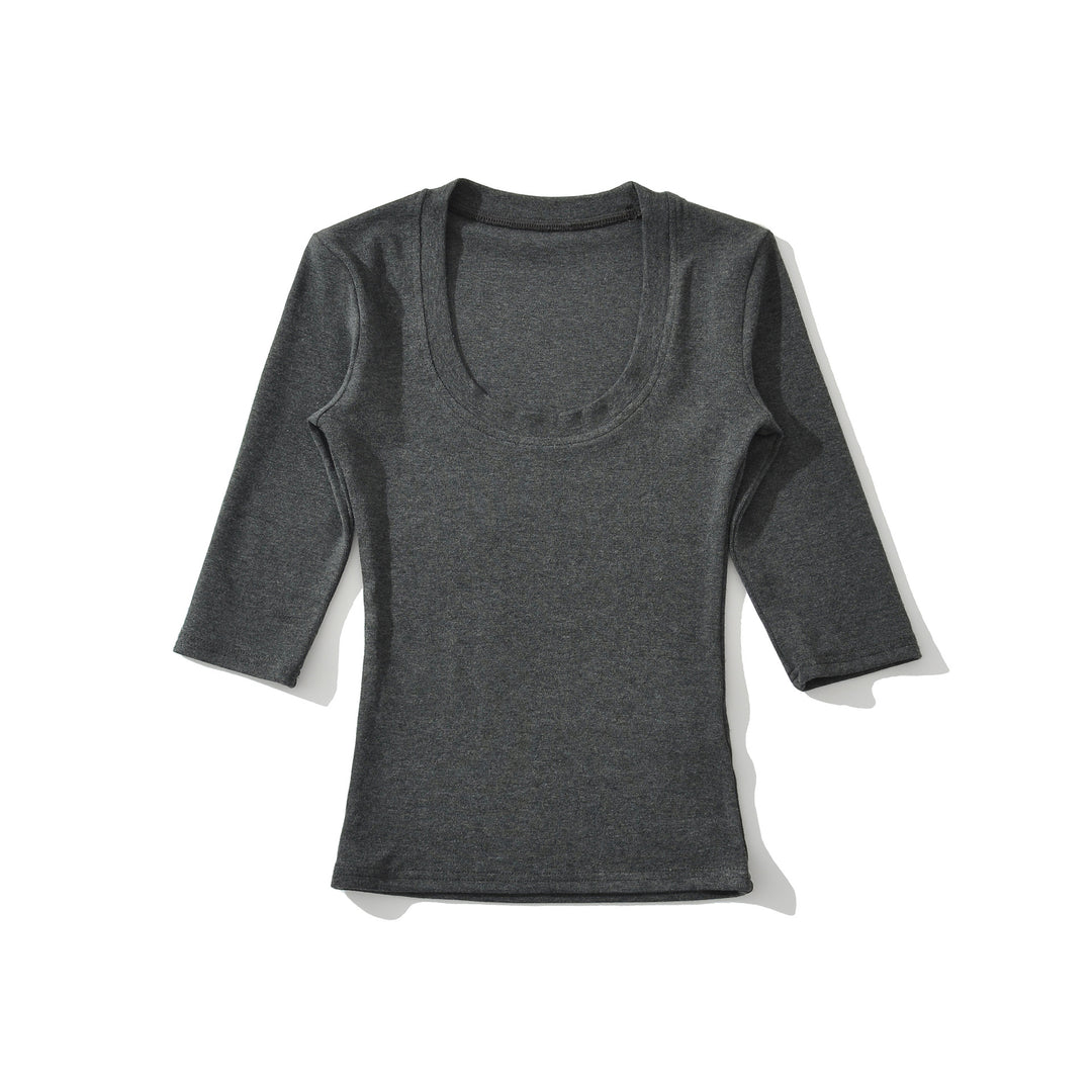 Women's fitted long sleeve with a deep round neckline Mune Fashion