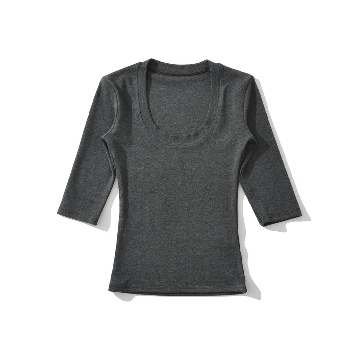 Women's fitted long sleeve with a deep round neckline Mune Fashion