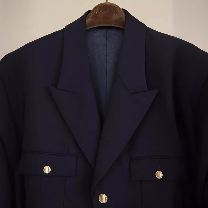 Women Elegant Double-breasted Blazer Mune Fashion
