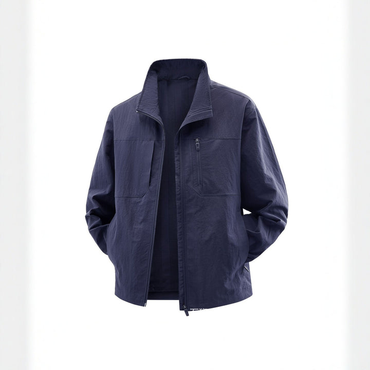 Men's Lightweight Field Utility Jacket with Mesh Lining, Stand-Up Collar and Zipper Pockets Mune Fashion
