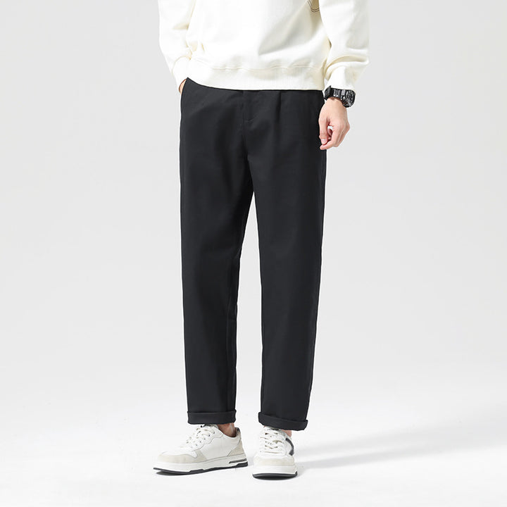 Men's Modern Relaxed-Fit Casual Chino with Lightweight Stretch and Turned-Up Hem Mune Fashion
