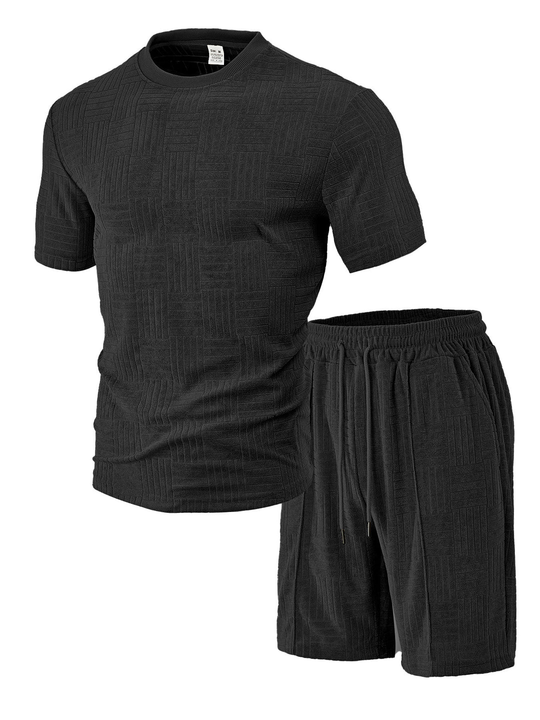 Men's nano relief structure lounge two-piece with short sleeve round neck and elastic drawstring Bermuda Mune Fashion