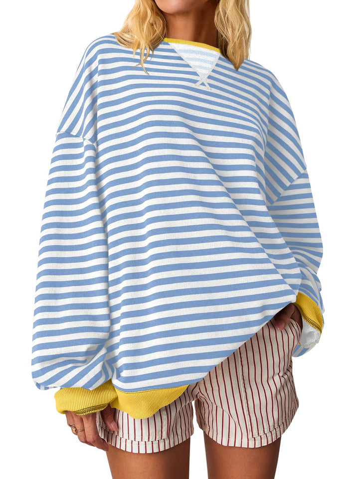Women Oversized Striped Sweatshirt