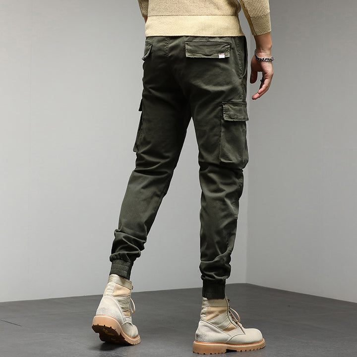 Men's Robust Cargo Jogging Pants in Utility Style with Drawstring Waistband, Flap Pockets, and Knee Panels Mune Fashion