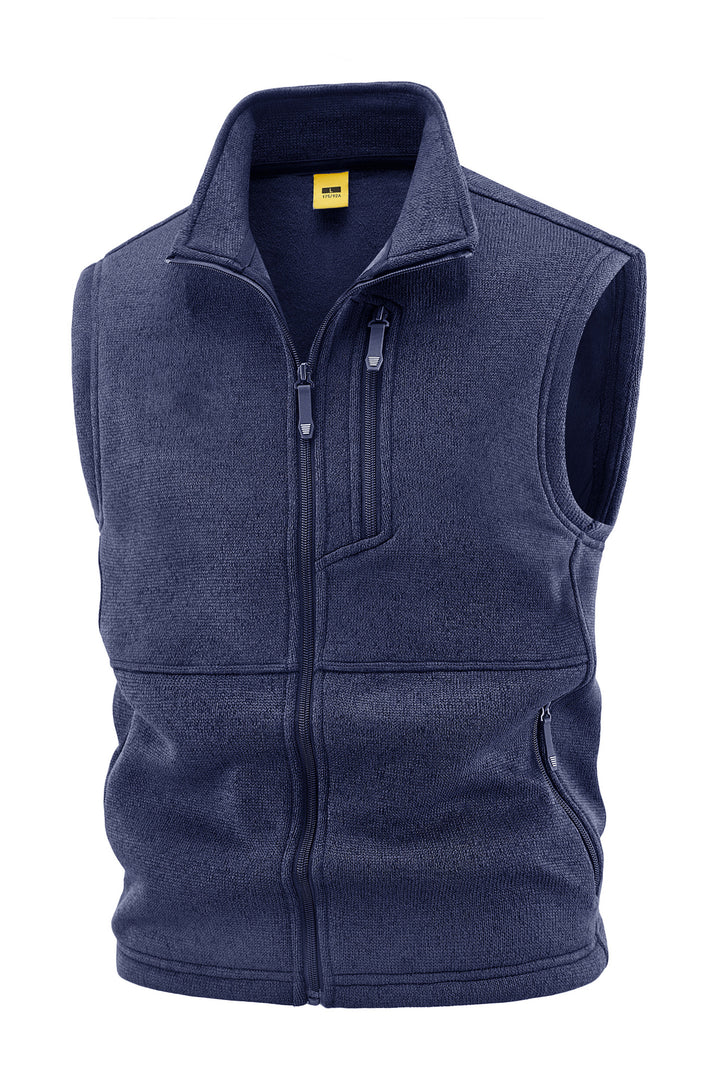 Men's fleece vest with high stand collar, chest zipper and side pockets Mune Fashion