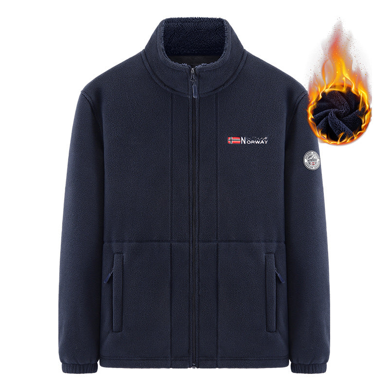 Men's Insulating Zip Fleece Jacket with High Collar and Soft Teddy Lining Mune Fashion