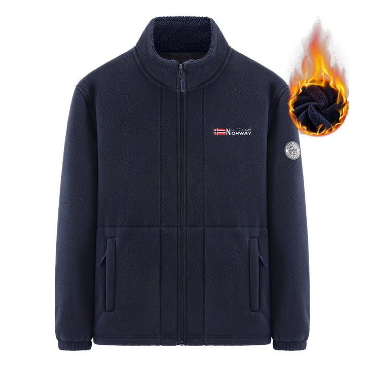 Men's Insulating Zip Fleece Jacket with High Collar and Soft Teddy Lining Mune Fashion