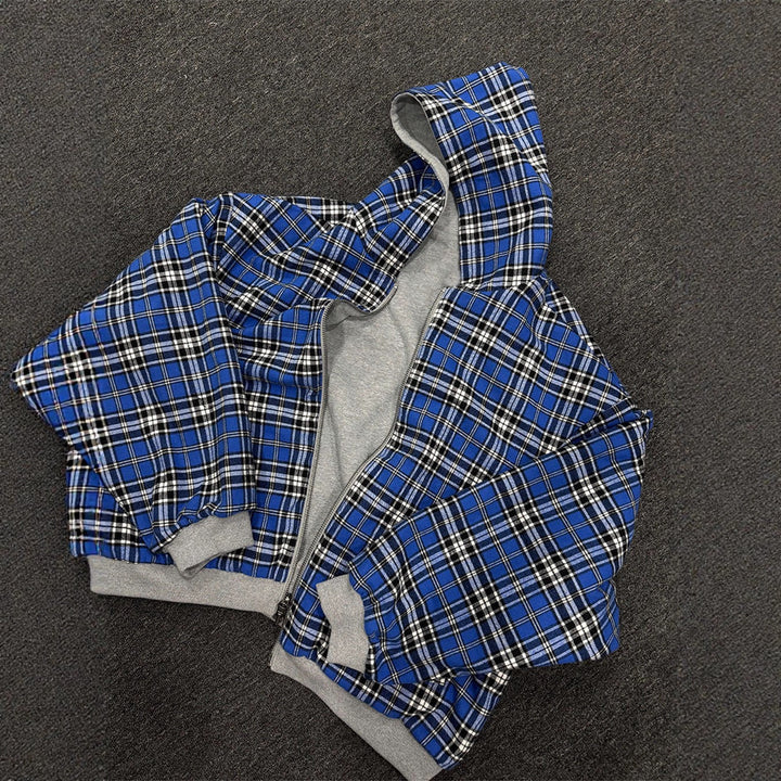 Men's Padded Hoodie with Checked Lining and Full-Length Zipper Mune Fashion