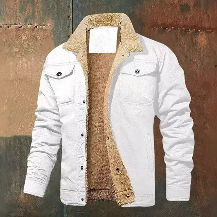 Men's trucker jacket with teddy lining and sturdy canvas outer layer Mune Fashion