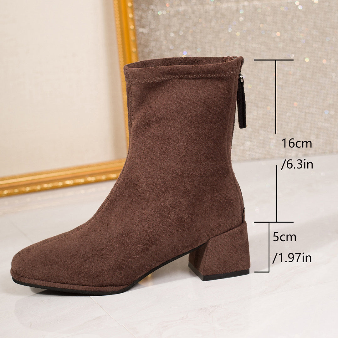 Women Elegant Suede Ankle Boots Mune Fashion