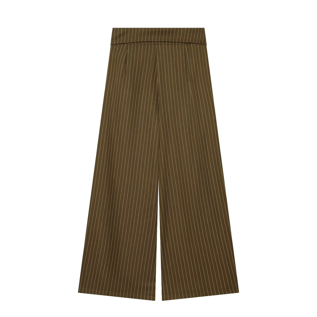 Women's Wide Culotte Pants with High Waist, Drawstring and Front Leg Slits Mune Fashion