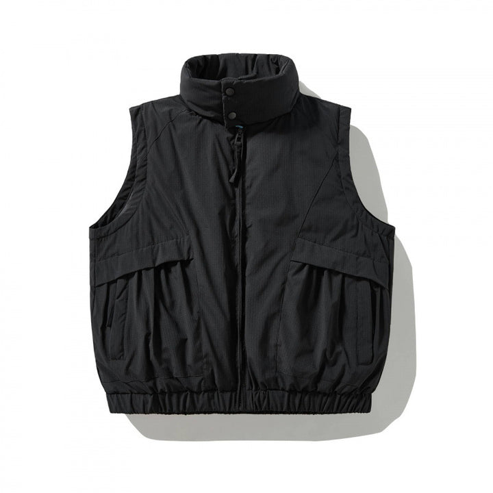 Men's Quilted Outdoor Vest with High Stand-Up Collar, Elastic Hem and Large Flap Pockets Mune Fashion