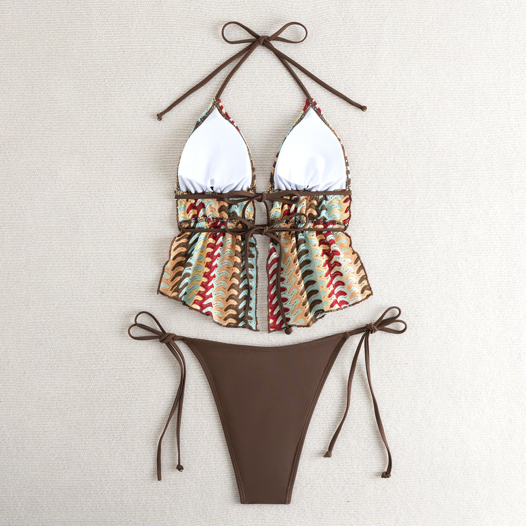 Women's bikini set with creative ruffle detail and adjustable straps Mune Fashion