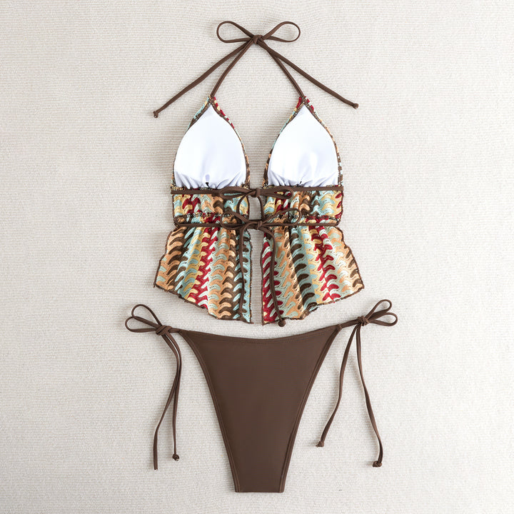 Women's bikini set with creative ruffle detail and adjustable straps Mune Fashion