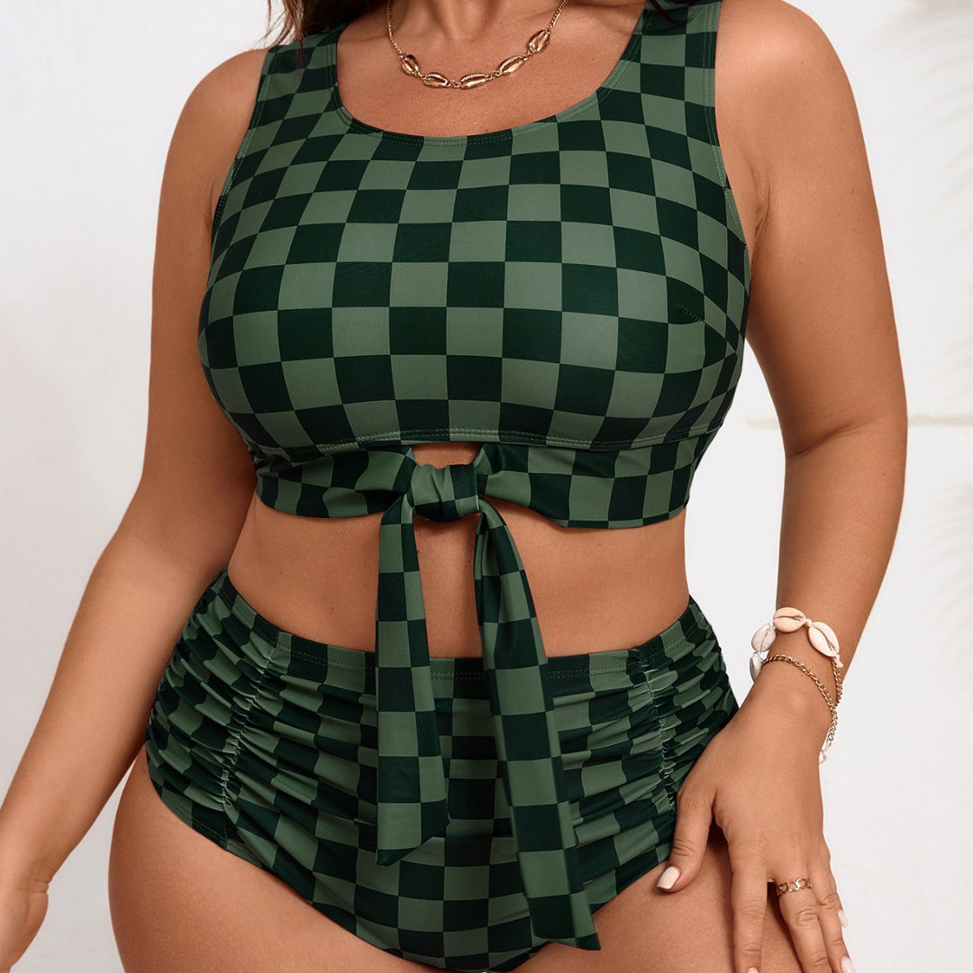 Ladies Cropped Swim Top with High-Cut Bottom Mune Fashion
