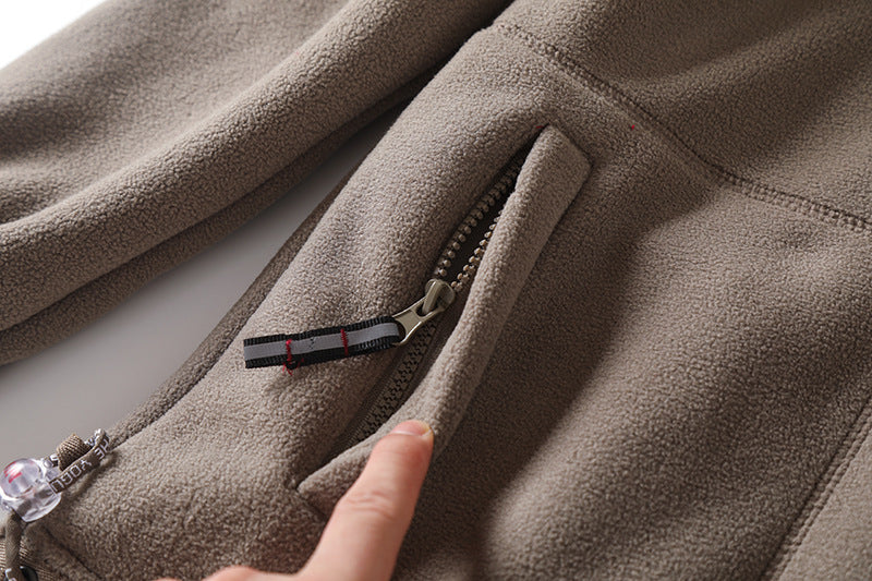Men's fleece jacket with stand-up collar, full-length zipper, and elastic cuffs Mune Fashion